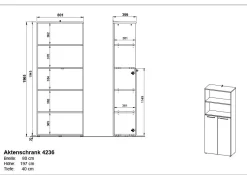 Osmond 80cm Aktenschrank mit 2 Türen und 2 offenen Fächern - Eiche/Graphit