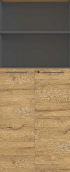 Osmond 80cm Aktenschrank mit 2 Türen und 2 offenen Fächern - Eiche/Graphit