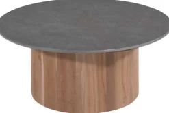 Gescova Outdoor Couchtisch Viola - Ø80 x 32 cm - Teakholz/Dunkelgrau