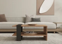 Emob Ova Couchtisch | 100 % MELAMIN | Eiche, Anthrazit