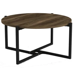 Emob Ovaler Couchtisch Noce - 73x68x36cm - Walnussdekor/schwarz