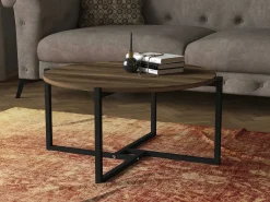 Emob Ovaler Couchtisch Noce - 73x68x36cm - Walnussdekor/schwarz