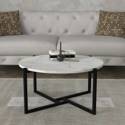 Emob Ovaler Couchtisch Noce - 73x68x36cm - er Marmor