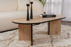 Emob Ovaler Couchtisch Sable - 119x60x40cm - Eiche Dekor/schwarz