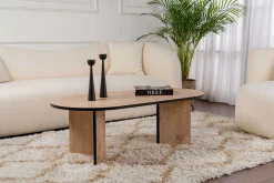 Emob Ovaler Couchtisch Sable - 119x60x40cm - Eiche Dekor/schwarz