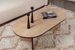 Emob Ovaler Couchtisch Sable - 119x60x40cm - Eiche Dekor/schwarz