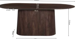Rousseau Ovaler dunkeler Tisch Miguel - 200 cm | Massivholz Mango | H76 x B200 x T100 cm