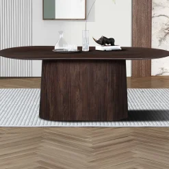 Rousseau Ovaler dunkeler Tisch Miguel - 200 cm | Massivholz Mango | H76 x B200 x T100 cm