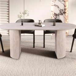 Rousseau Ovaler Esstisch Lagos - 200x100x76cm - Travertin