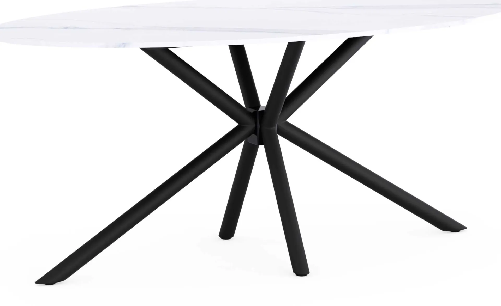 CBA Ovaler Esstisch Matera - 180x90x75cm - Marmor/schwarz