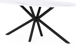 CBA Ovaler Esstisch Matera - 180x90x75cm - Marmor/schwarz