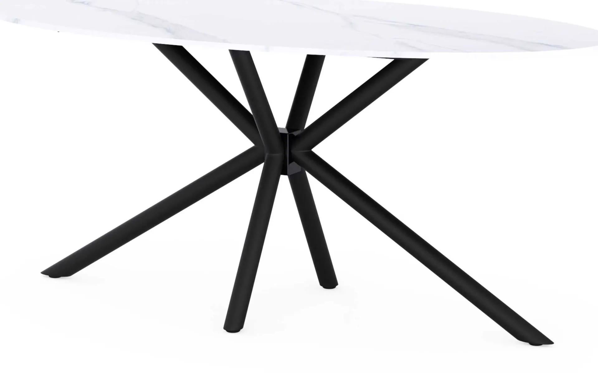 CBA Ovaler Esstisch Matera - 180x90x75cm - Marmor/schwarz