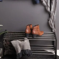 Padova Schwarzes Schuhregal mit 2 Fächern aus Stahl