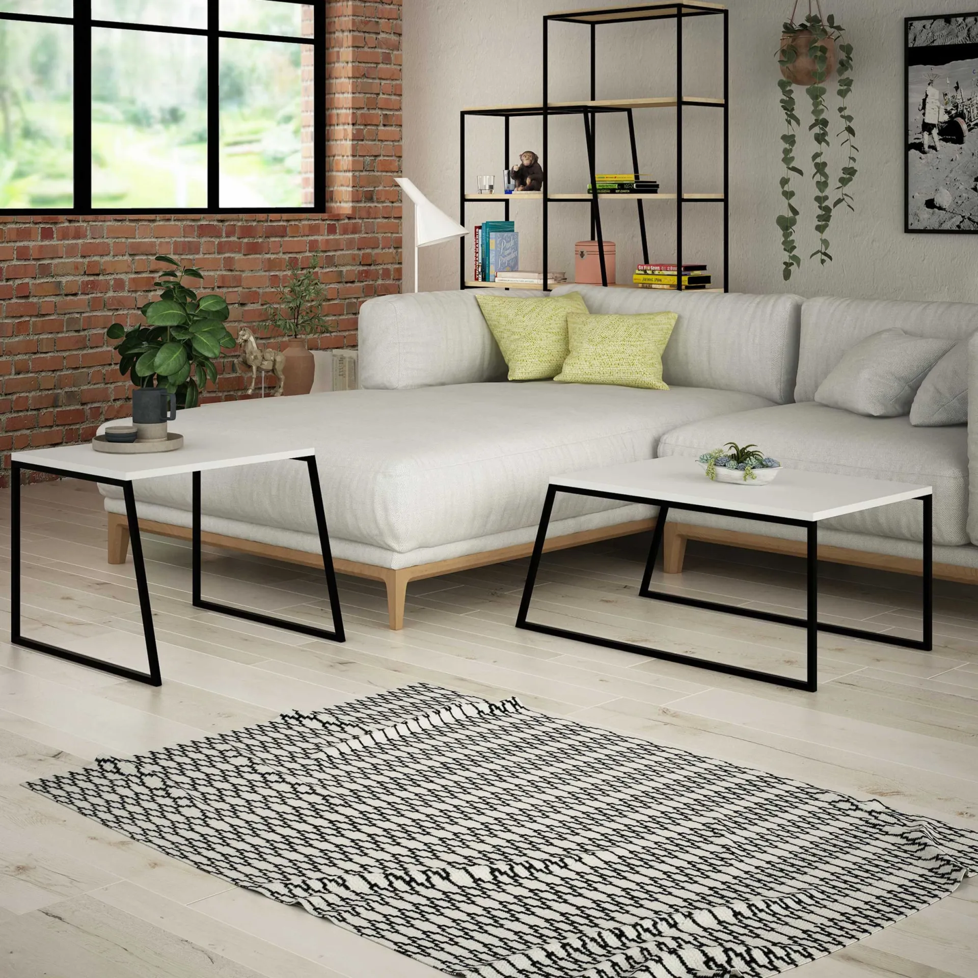 Emob Pal Couchtisch-Set | 100 % MELAMIN | , Schwarz