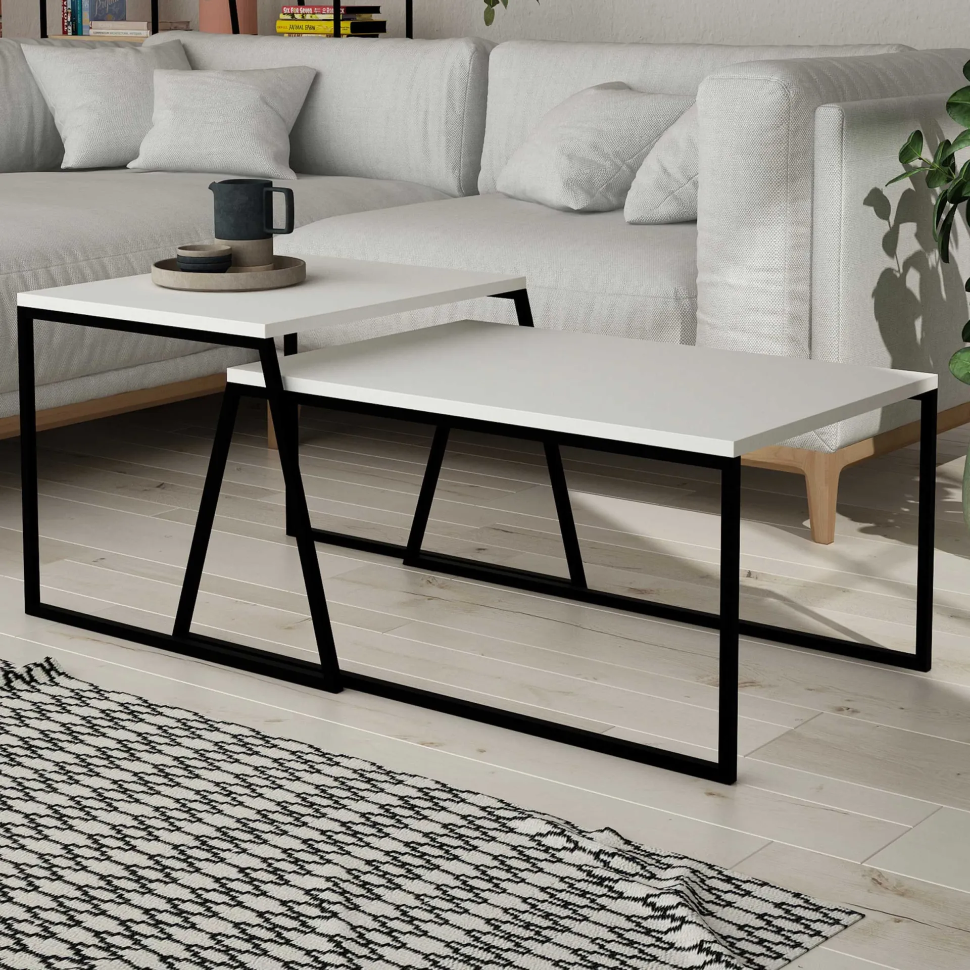 Emob Pal Couchtisch-Set | 100 % MELAMIN | , Schwarz