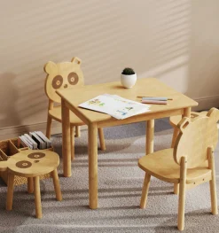 Kinder Emob Exclusive Panda Kindertisch - 60x50x50cm - Bambusholz