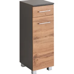 Held ParesBadezimmer : Spiegelschrank, Waschtischunterschrank, Hängeschränke - Graphit/Eiche