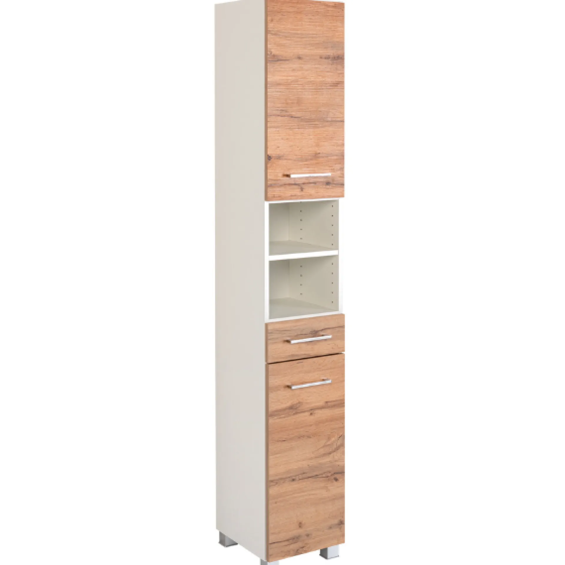 Held ParesBadezimmer : Säulenschrank, Spiegelschrank, Waschtischunterschrank, Hängeschränke - Eiche/Weiß