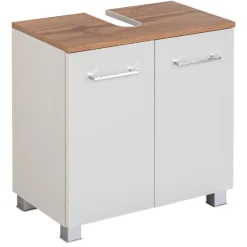 Held ParesBadezimmer : Säulenschrank, Spiegelschrank, Waschtischunterschrank - Eiche/Weiß