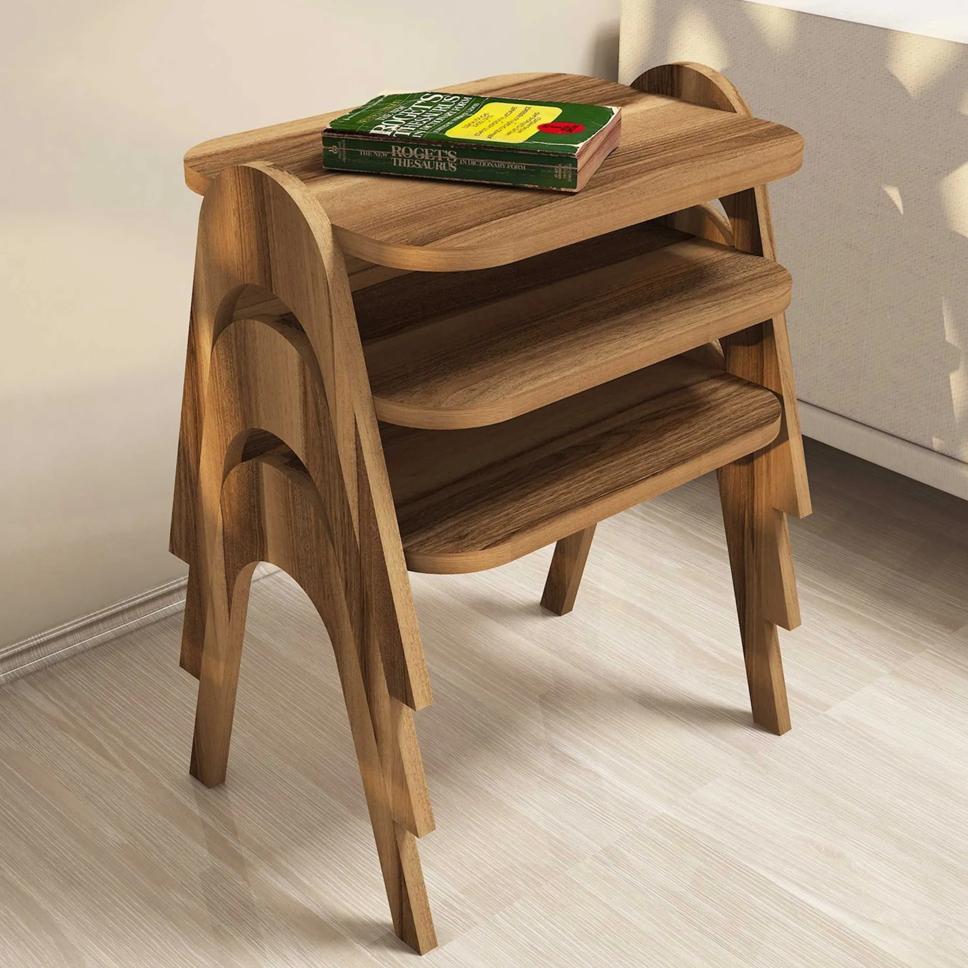 Emob Paris Satztisch (3-teilig) | 100 % MELAMIN | Walnuss