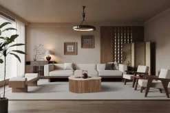 Rousseau Paul 83 cm Mangoholz Couchtisch mit Travertin