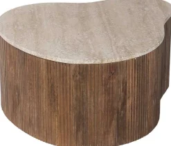 Rousseau Paul 83 cm Mangoholz Couchtisch mit Travertin