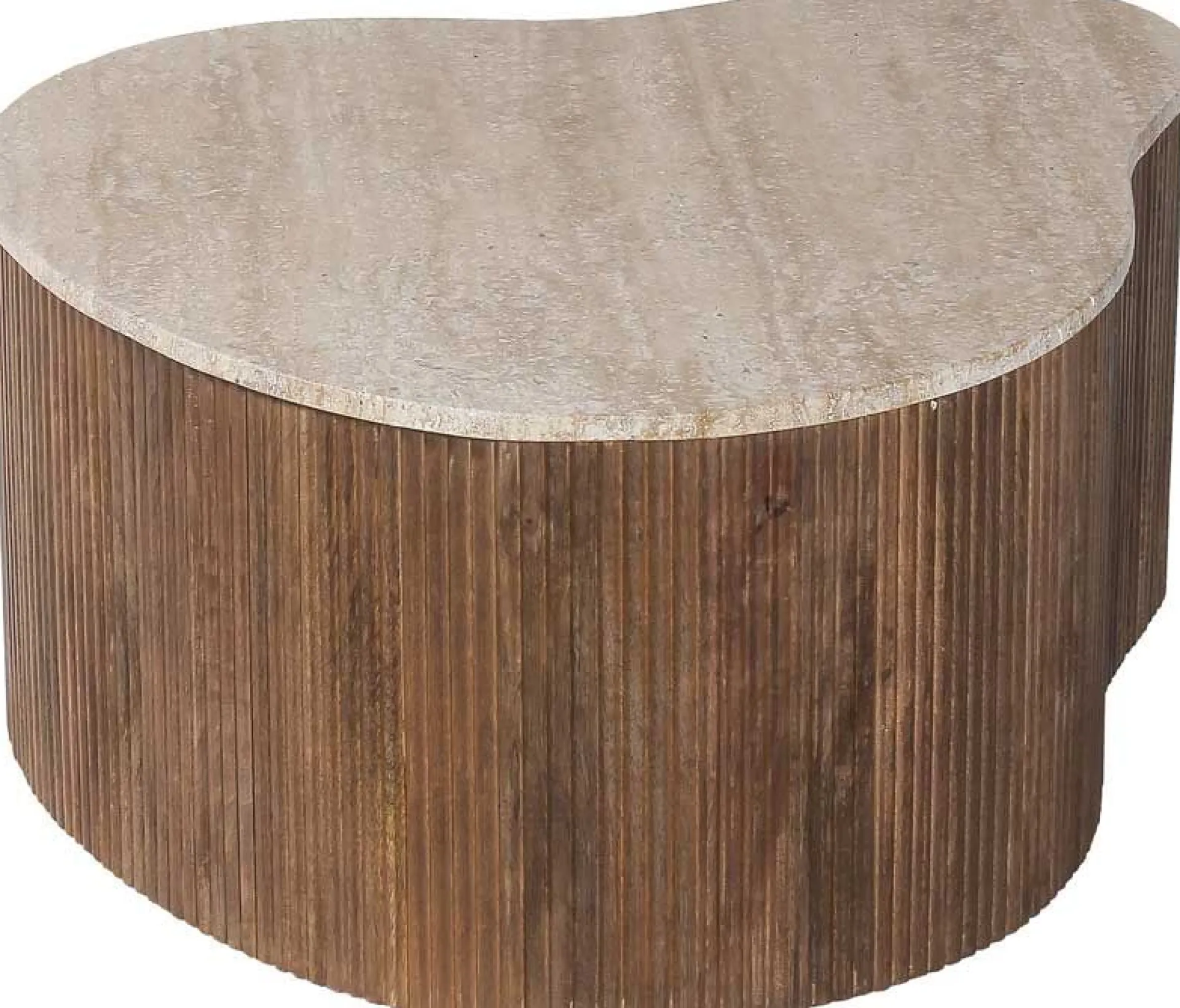 Rousseau Paul 83 cm Mangoholz Couchtisch mit Travertin