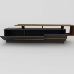 Pia TV-Ständer | 100 % MELAMIN | Schwarz, Walnuss