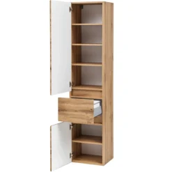 Held PiscaBadezimmer : Spiegelschrank, Waschtischschrank, Säulenschrank - Eiche Dekor