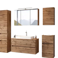 Held PiscaBadezimmer : Wandschränke, Spiegelschrank, Waschbeckenschrank, Säulenschrank - Eiche Dekor