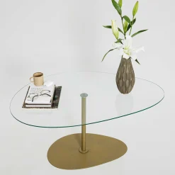Emob Porto Couchtisch | GEHÄRTETES GLAS | , Gold