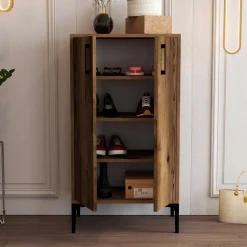 Prag Schuhschrank | 100 % MELAMIN | Walnuss