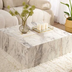 Emob Prizma Couchtisch | 90x90x35cm | Marmor Dekor