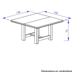 Gautier - Gami Quadratischer Esstisch Basalte | 140 x 140 x 76 cm | Viking Oak Design