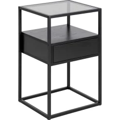 Quadratischer Nachttisch Randolf - 40x35x60 cm - Schwarz