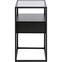 Quadratischer Nachttisch Randolf - 40x35x60 cm - Schwarz