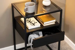 Quadratischer Nachttisch Randolf - 40x35x60 cm - Schwarz