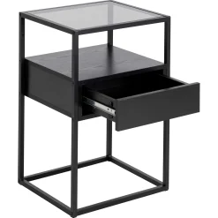 Quadratischer Nachttisch Randolf - 40x35x60 cm - Schwarz