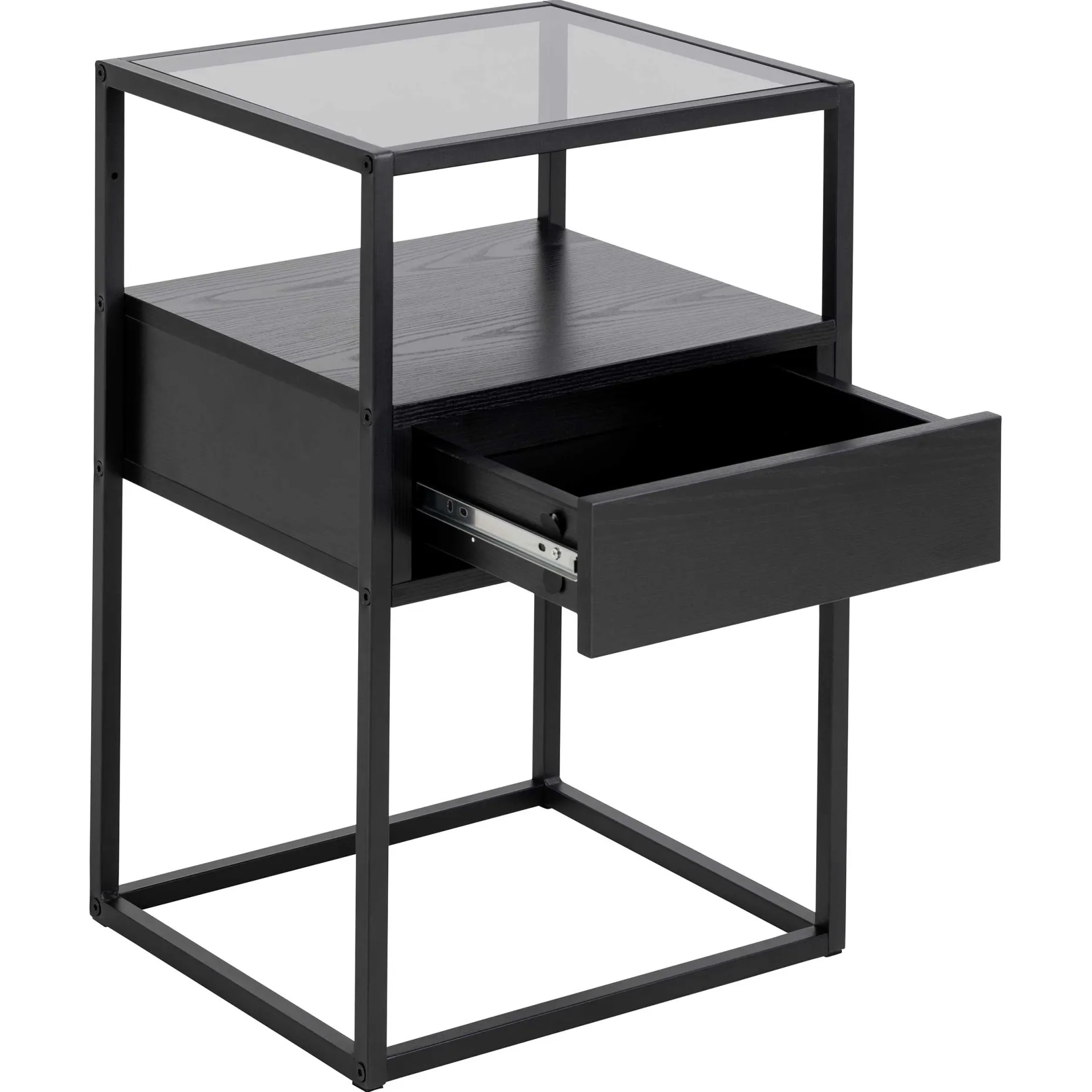 Quadratischer Nachttisch Randolf - 40x35x60 cm - Schwarz