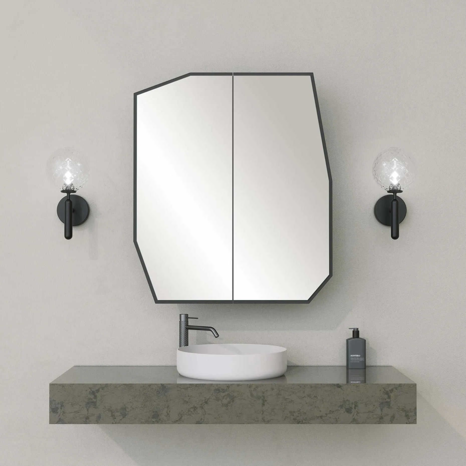 Quartz Badezimmerschrank | 100 % MDF | Schwarz