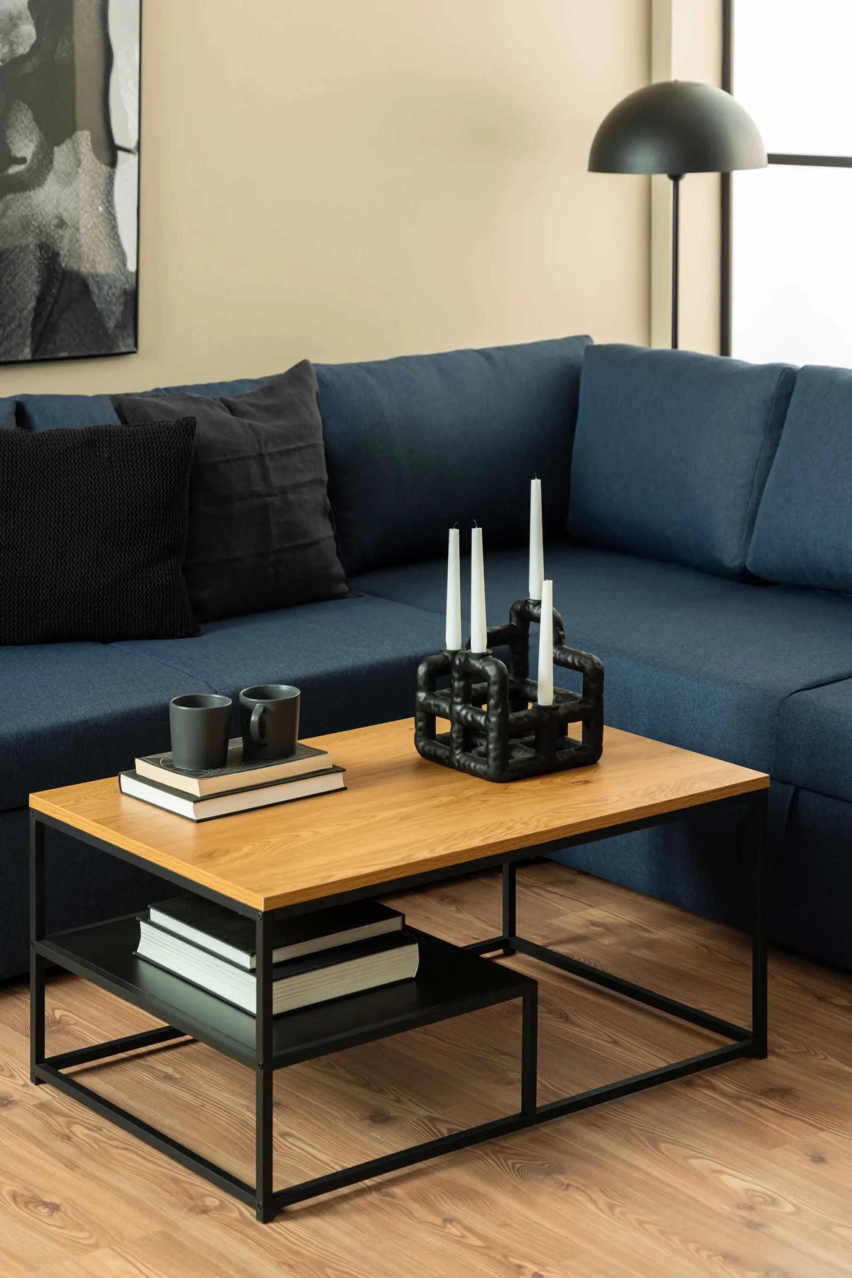 Emob Rechteckiger Couchtisch mit Wildeiche-Finish