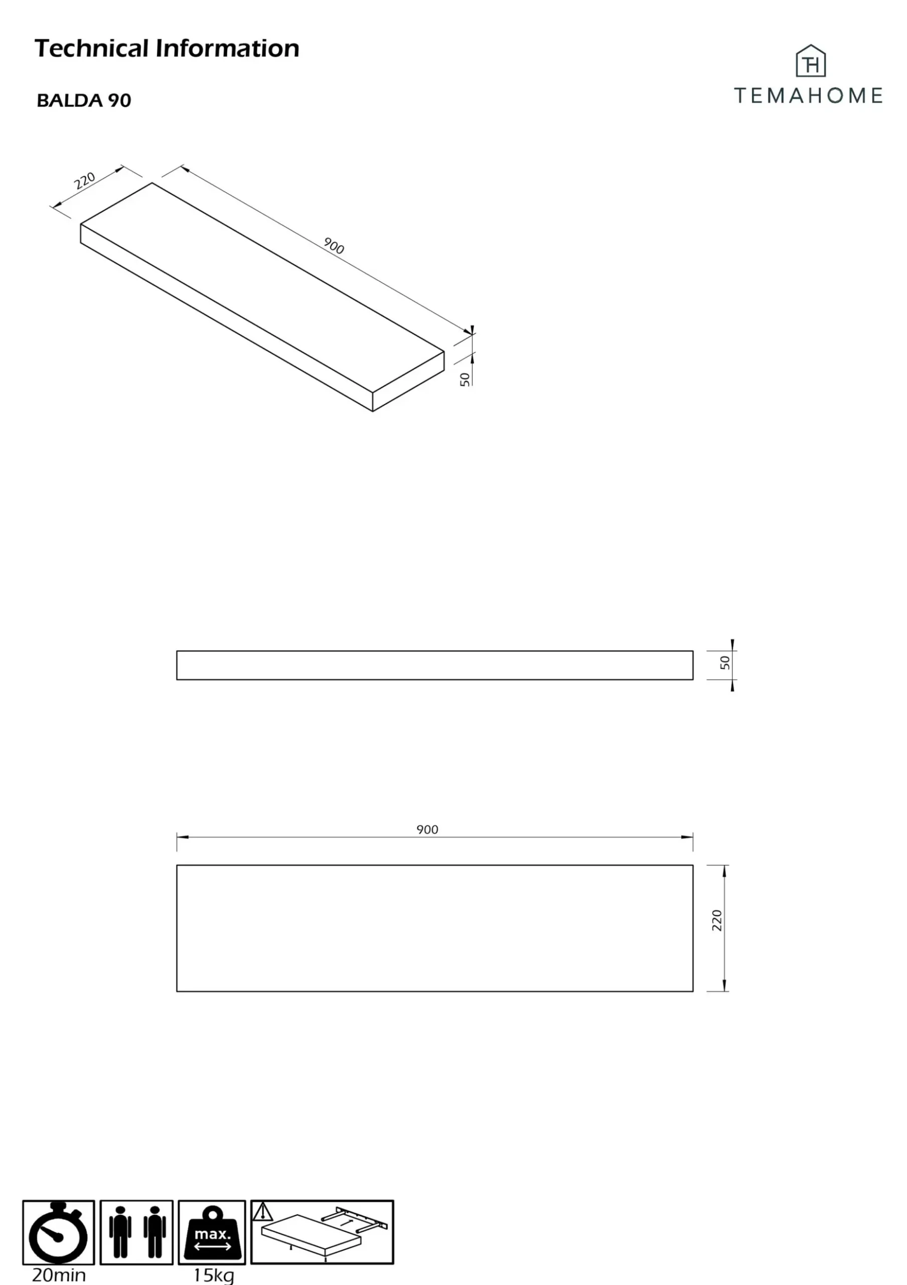 Regal Balda 90cm - Eiche
