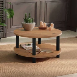 Emob Roby Couchtisch | 100 % MELAMIN | Schwarz, Atlantische Kiefer