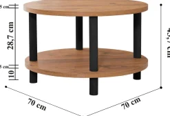 Emob Roby Couchtisch | 100 % MELAMIN | Schwarz, Atlantische Kiefer
