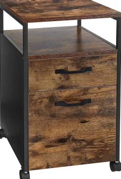 Rollbarer Büro-Aktenschrank mit Rädern, 2 Schubladen, 50kg
