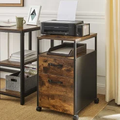Rollbarer Büro-Aktenschrank mit Rädern, 2 Schubladen, 50kg