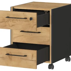 Rollcontainer Robert 3 Schubladen - Anthrazit/Eiche