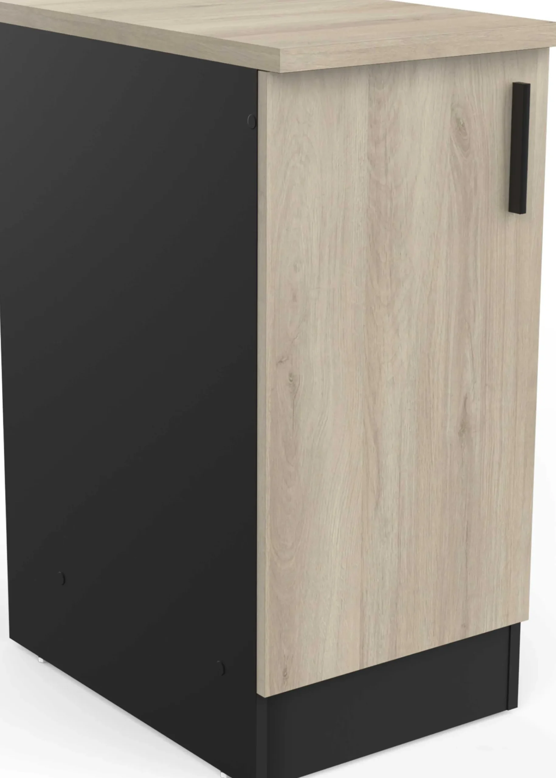 Romanie Unterschrank 40 cm 1 Drehtür und 1 Einlegeboden Kronberg Eiche/Mattschwarz