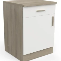 Romanie Unterschrank 60 cm 1 Schublade, 1 Drehtür und 1 Einlegeboden Kronberg Eiche/Mattweiß