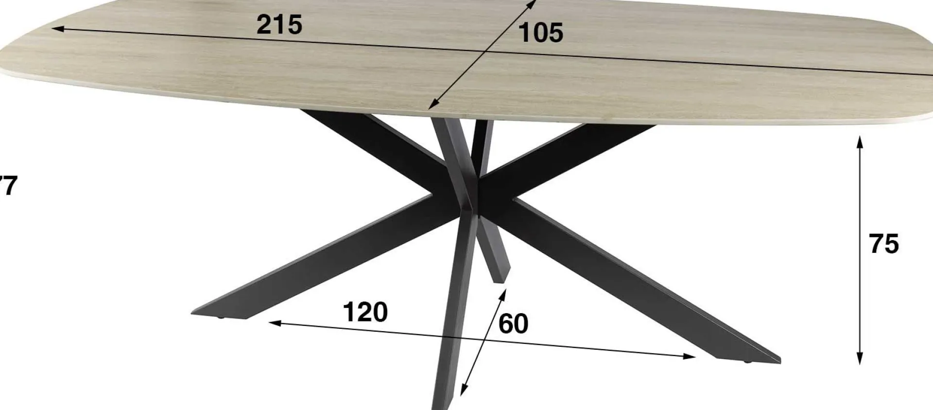 Emob Romano Danish Oval Esstisch 215 cm / 3D Keramik Travertin